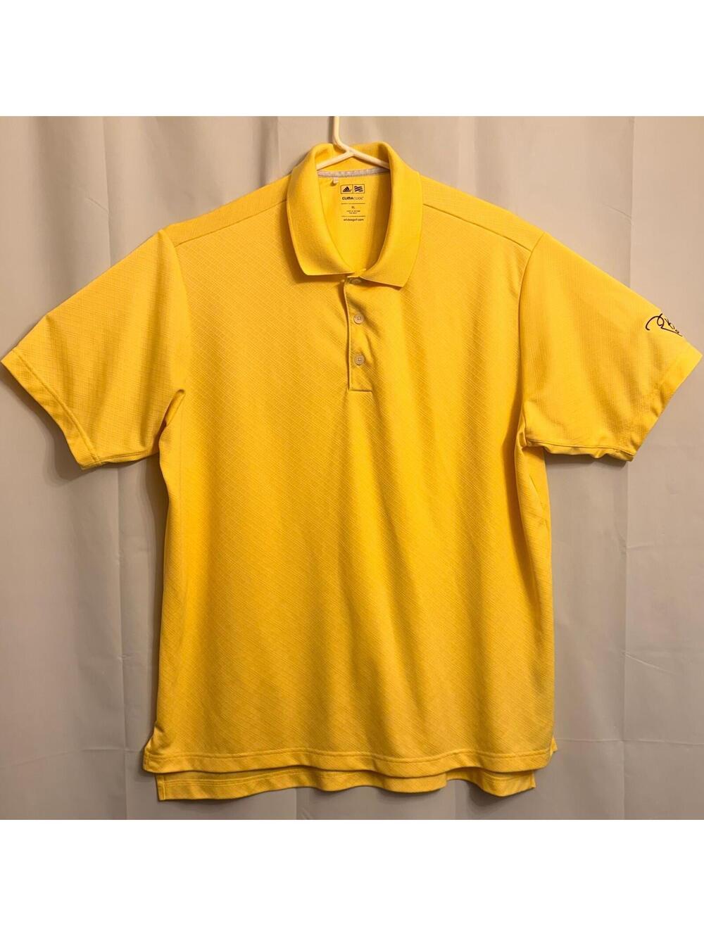 Adidas ClimaCool Men's XL Yellow Polo Shirt Golf Performance Short Sleeve PB